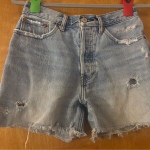 Abercrombie & Fitch Blue Jean Shorts Distressed High-Waisted